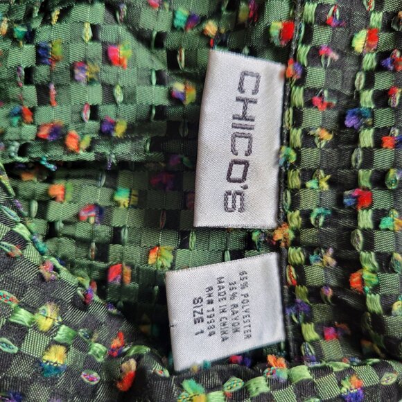 Chicos Womens Green Multicolor Textured Button-Up Jacket Size 2 - Picture 6 of 8